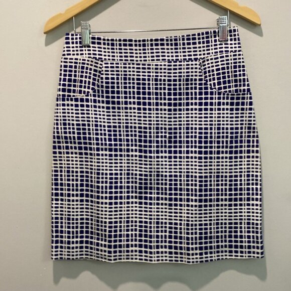 Aqua Navy and White Grid Pencil Skirt Size small - Picture 10 of 10